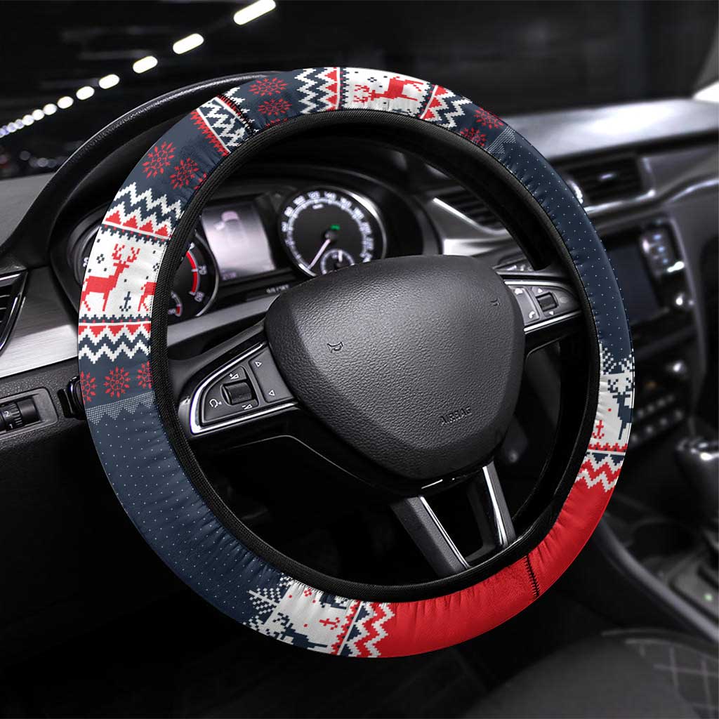 Sweater Weather Christmas Steering Wheel Cover with Better Together Quote and Reindeer Snowflake - Wonder Print Shop