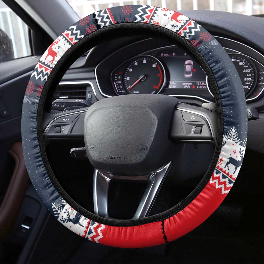Sweater Weather Christmas Steering Wheel Cover with Better Together Quote and Reindeer Snowflake - Wonder Print Shop