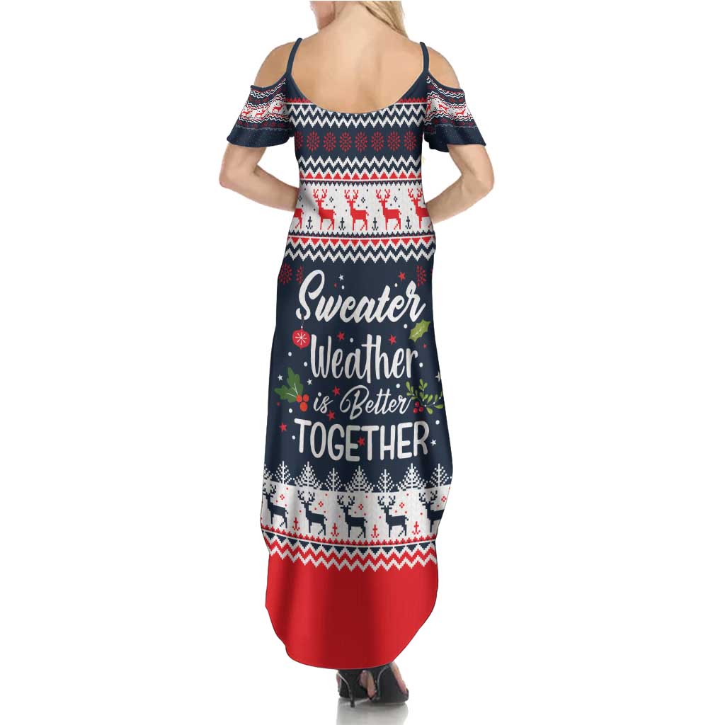 Sweater Weather Christmas Summer Maxi Dress with Better Together Quote and Reindeer Snowflake - Wonder Print Shop