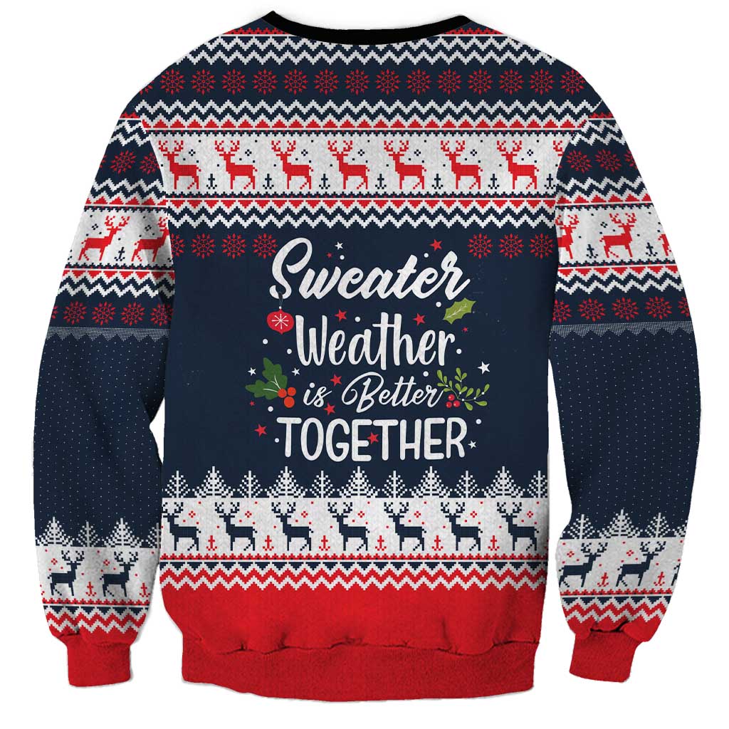 Sweater Weather Christmas Sweatshirt with Better Together Quote and Reindeer Snowflake - Wonder Print Shop
