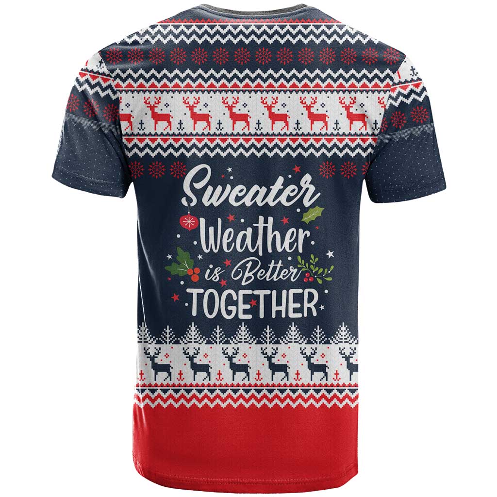 Sweater Weather Christmas T Shirt with Better Together Quote and Reindeer Snowflake - Wonder Print Shop