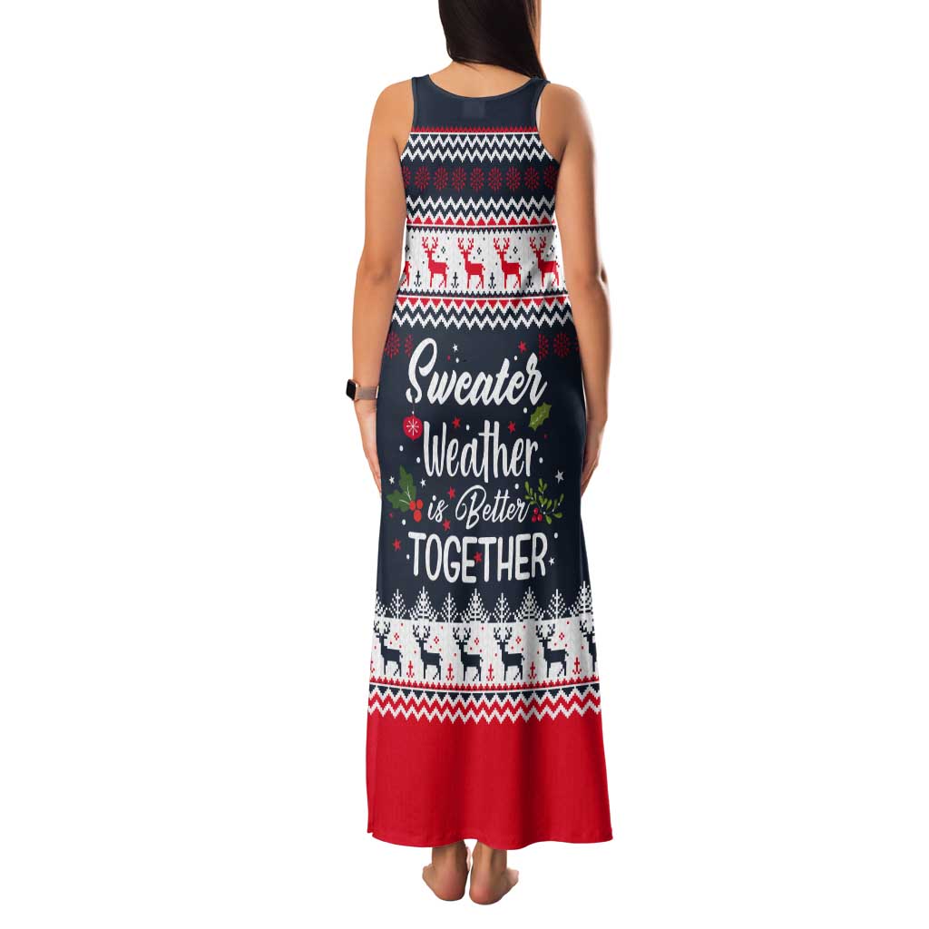 Sweater Weather Christmas Tank Maxi Dress with Better Together Quote and Reindeer Snowflake - Wonder Print Shop