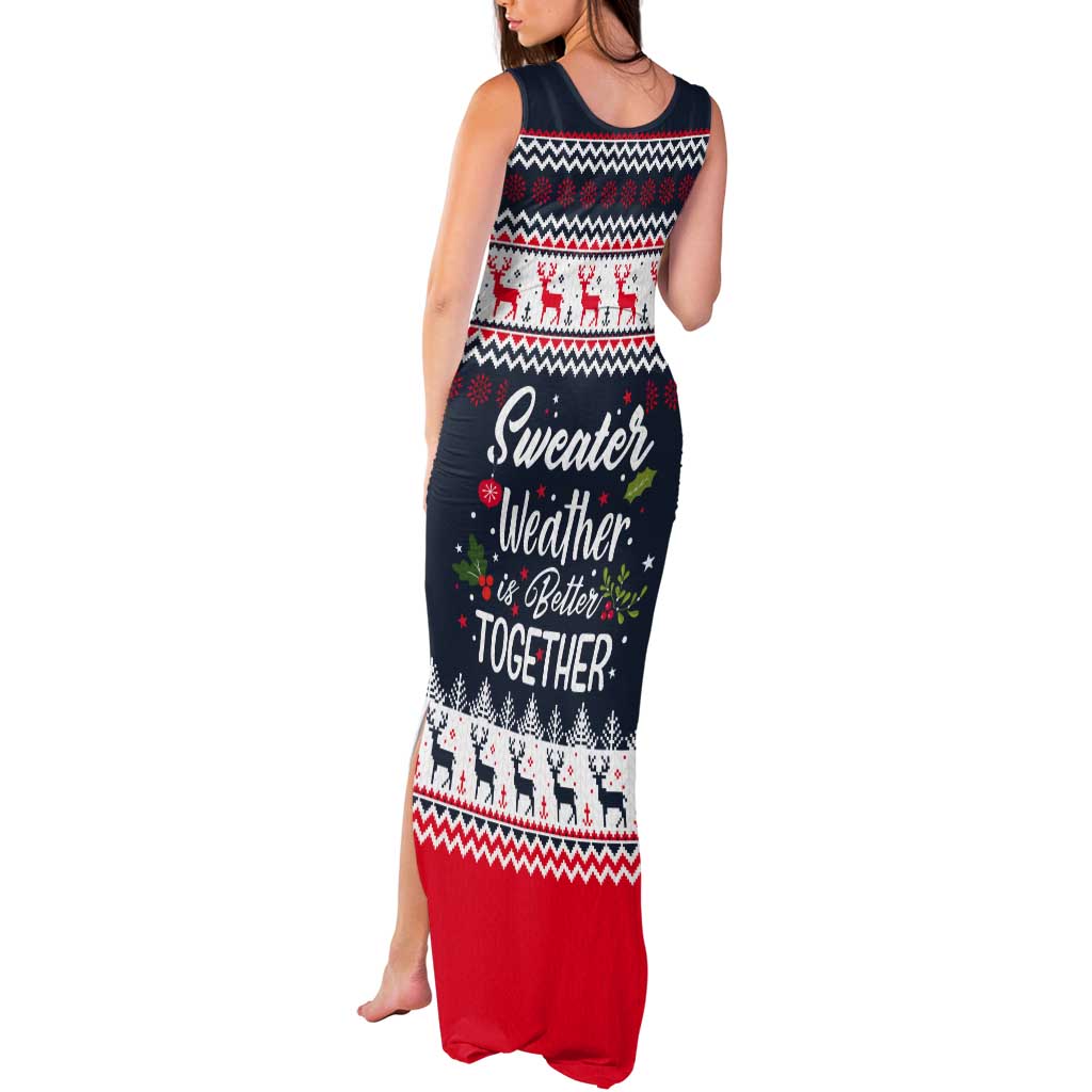 Sweater Weather Christmas Tank Maxi Dress with Better Together Quote and Reindeer Snowflake - Wonder Print Shop