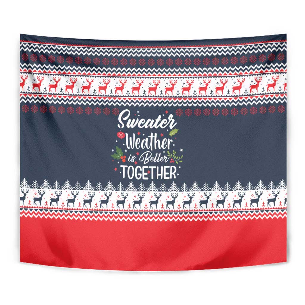 Sweater Weather Christmas Tapestry with Better Together Quote and Reindeer Snowflake - Wonder Print Shop