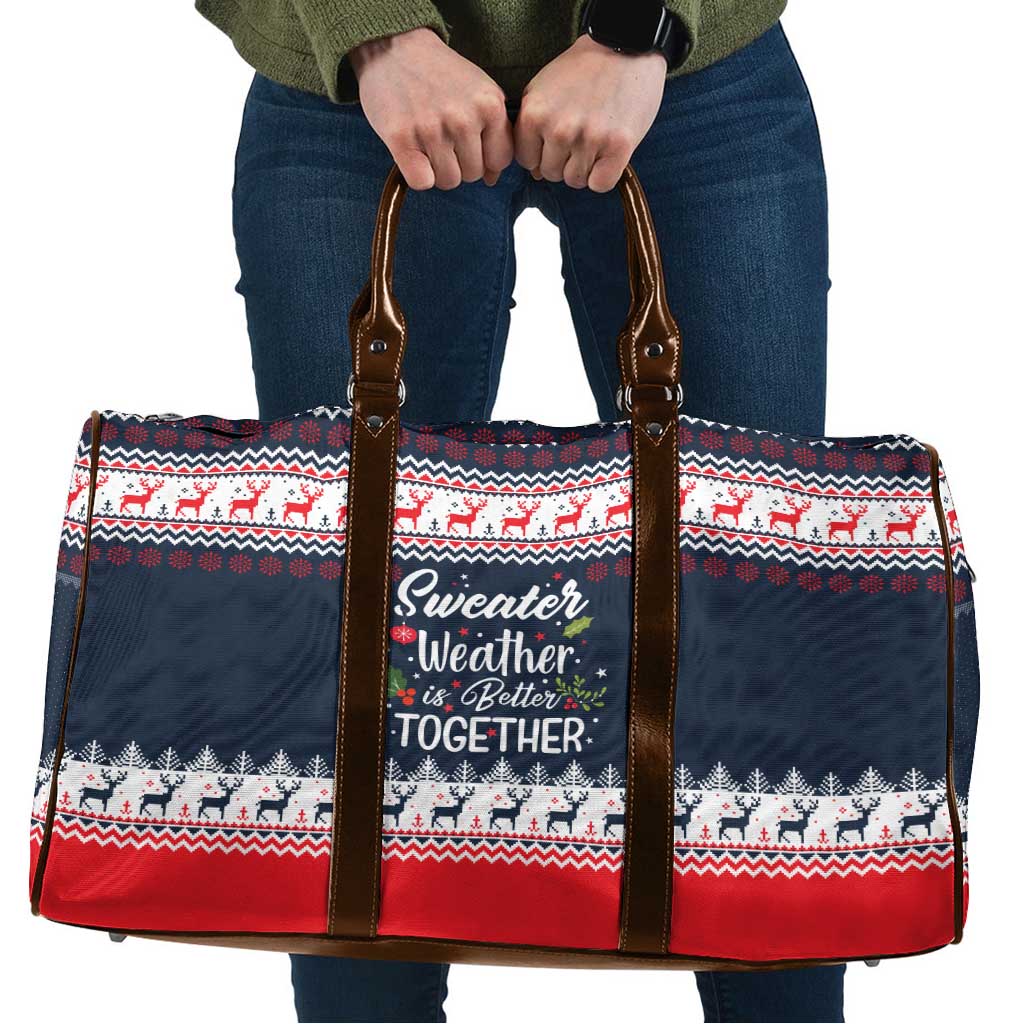 Sweater Weather Christmas Travel Bag with Better Together Quote and Reindeer Snowflake - Wonder Print Shop
