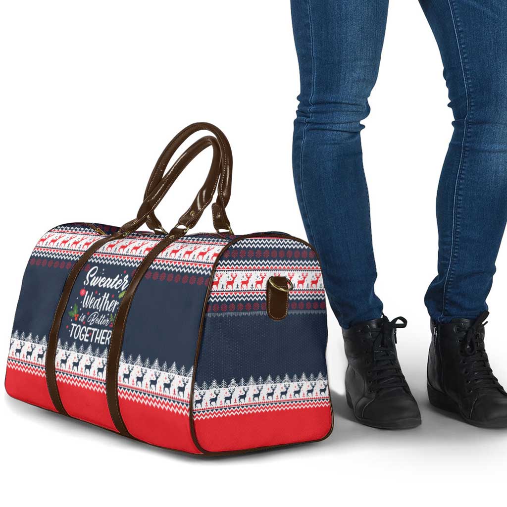 Sweater Weather Christmas Travel Bag with Better Together Quote and Reindeer Snowflake - Wonder Print Shop