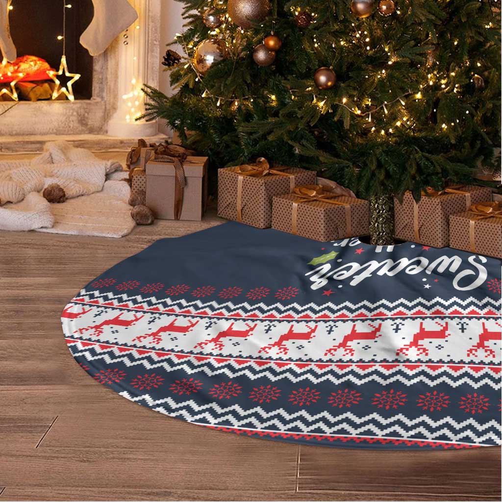 Sweater Weather Christmas Tree Skirt with Better Together Quote and Reindeer Snowflake - Wonder Print Shop