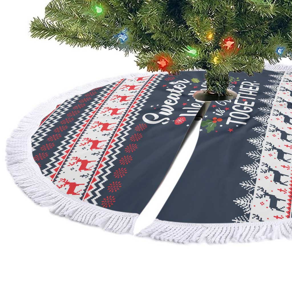 Sweater Weather Christmas Tree Skirt with Better Together Quote and Reindeer Snowflake - Wonder Print Shop