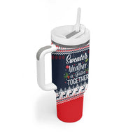 Sweater Weather Christmas Tumbler With Handle with Better Together Quote and Reindeer Snowflake - Wonder Print Shop