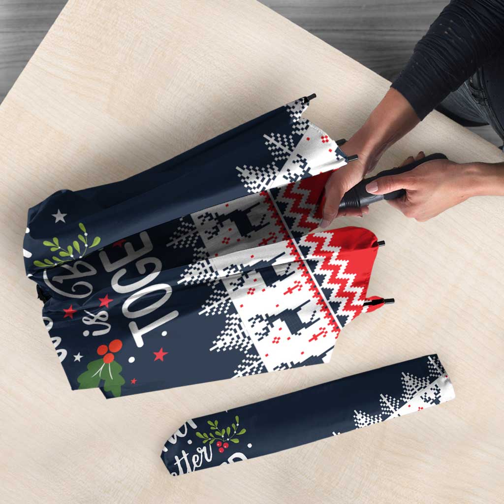 Sweater Weather Christmas Umbrella with Better Together Quote and Reindeer Snowflake - Wonder Print Shop
