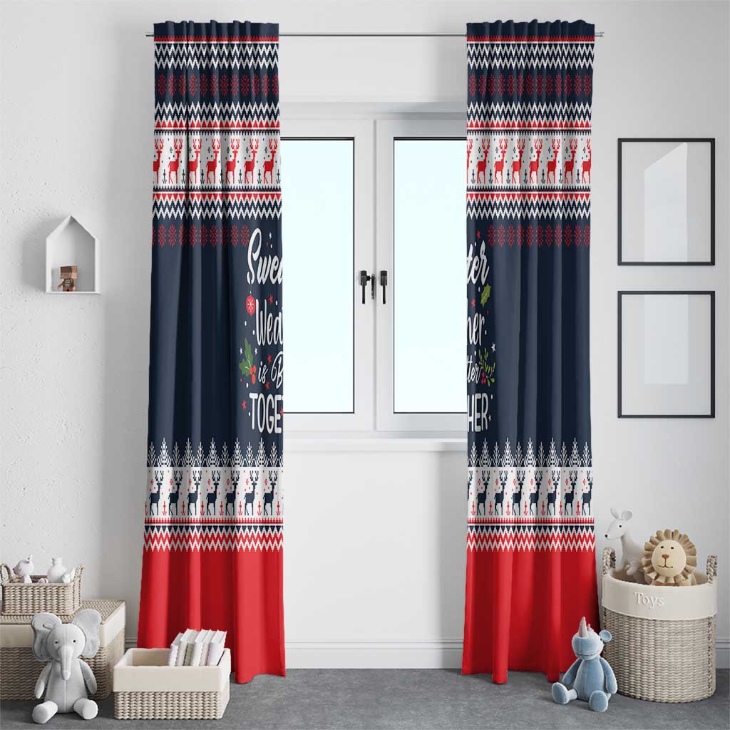Sweater Weather Christmas Window Curtain with Better Together Quote and Reindeer Snowflake - Wonder Print Shop