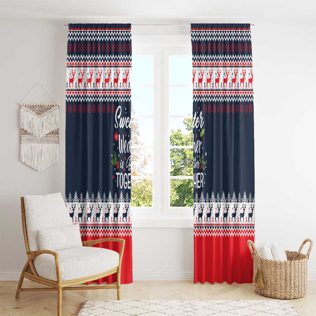 Sweater Weather Christmas Window Curtain with Better Together Quote and Reindeer Snowflake - Wonder Print Shop