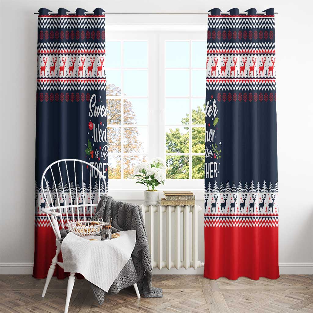 Sweater Weather Christmas Window Curtain with Better Together Quote and Reindeer Snowflake - Wonder Print Shop