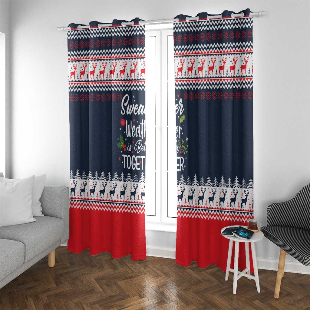 Sweater Weather Christmas Window Curtain with Better Together Quote and Reindeer Snowflake - Wonder Print Shop
