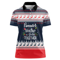 Sweater Weather Christmas Women Polo Shirt with Better Together Quote and Reindeer Snowflake - Wonder Print Shop