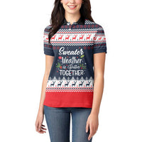 Sweater Weather Christmas Women Polo Shirt with Better Together Quote and Reindeer Snowflake - Wonder Print Shop