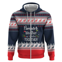 Sweater Weather Christmas Zip Hoodie with Better Together Quote and Reindeer Snowflake - Wonder Print Shop