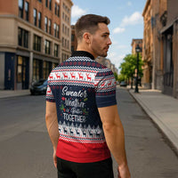 Sweater Weather Christmas Zipper Polo Shirt with Better Together Quote and Reindeer Snowflake - Wonder Print Shop