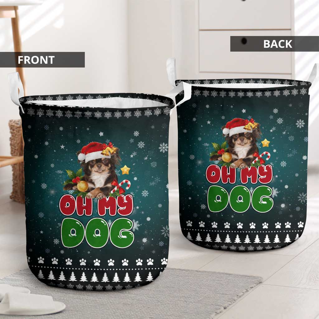 Chihuahua Oh My Dog Christmas Laundry Basket Xmas Holiday Patterns - Wonder Print Shop