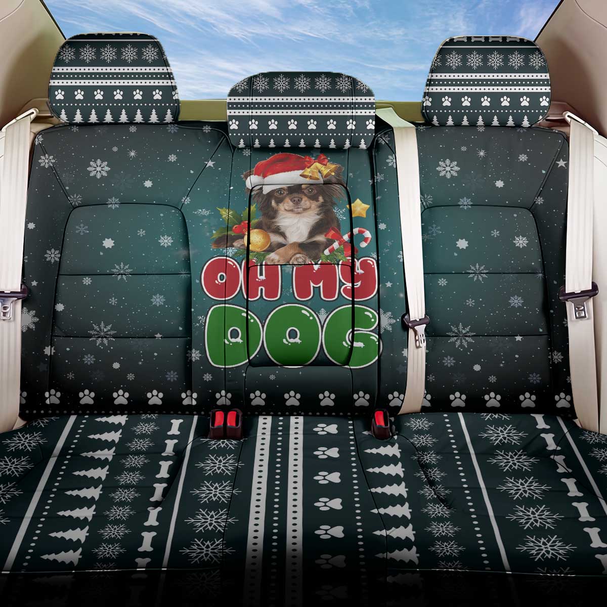 Chihuahua Oh My Dog Christmas Back Car Seat Cover Xmas Holiday Patterns - Wonder Print Shop