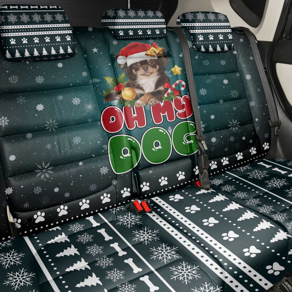 Chihuahua Oh My Dog Christmas Back Car Seat Cover Xmas Holiday Patterns - Wonder Print Shop