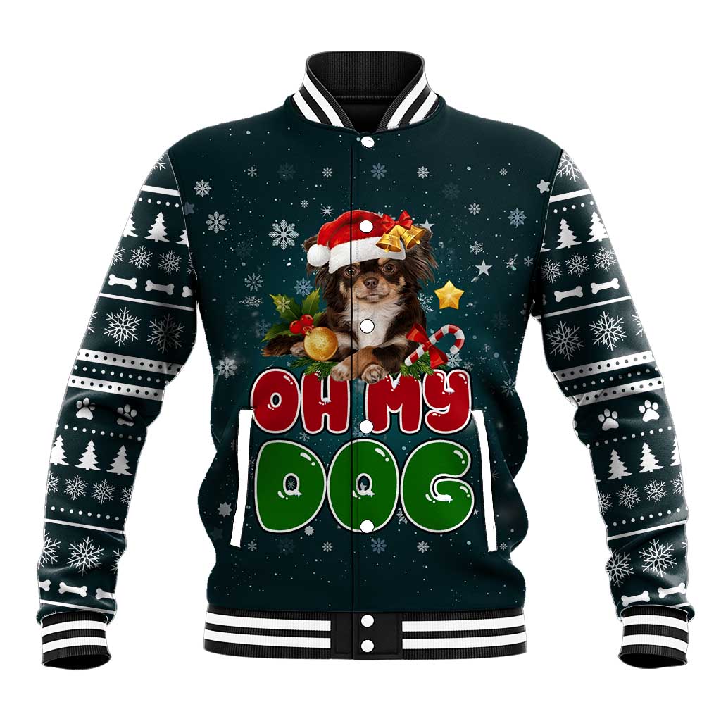 Chihuahua Oh My Dog Christmas Baseball Jacket Xmas Holiday Patterns - Wonder Print Shop