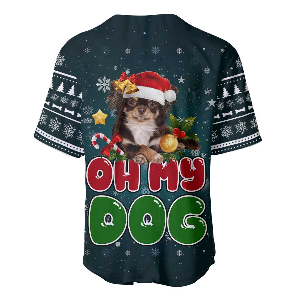 Chihuahua Oh My Dog Christmas Baseball Jersey Xmas Holiday Patterns - Wonder Print Shop
