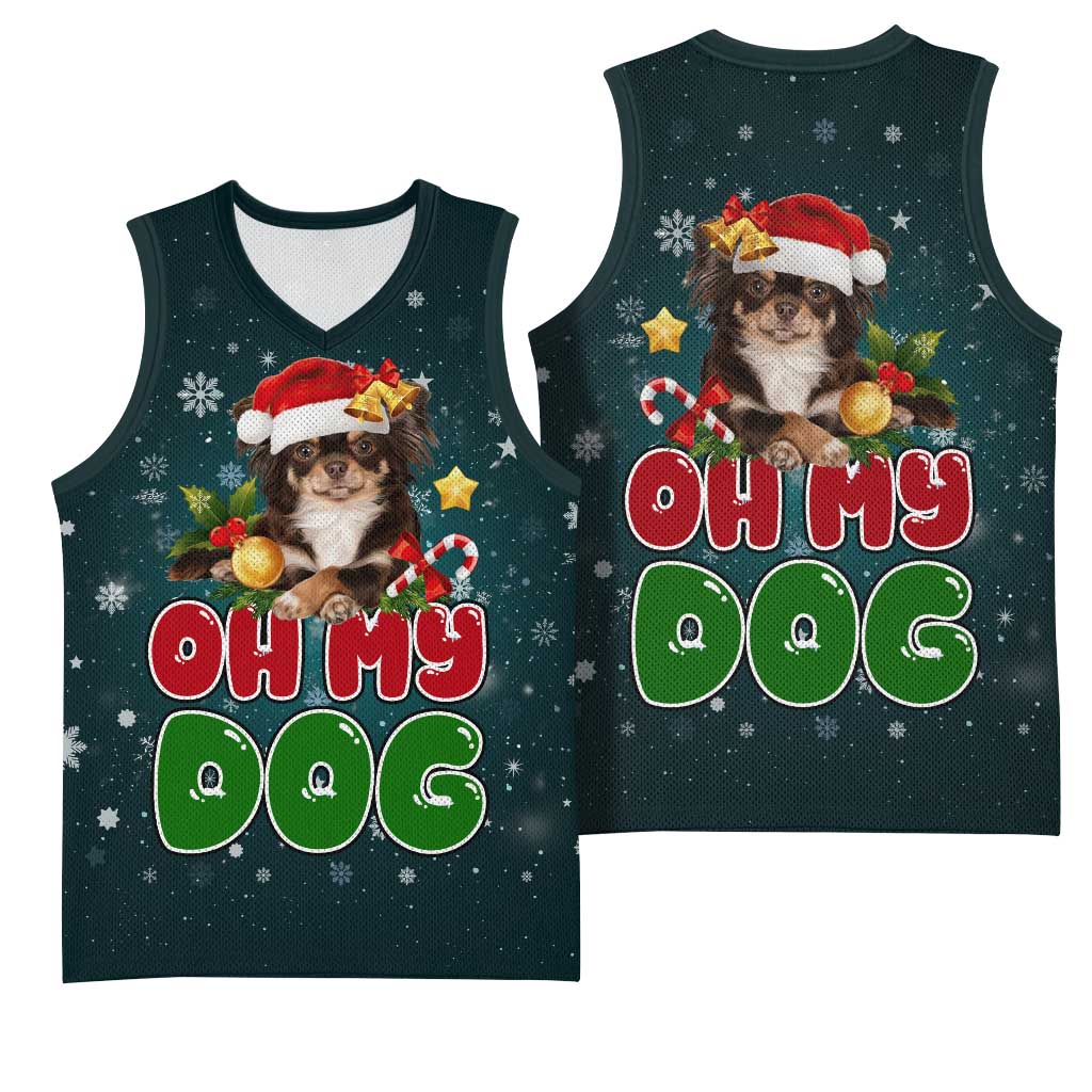 Chihuahua Oh My Dog Christmas Basketball Jersey Xmas Holiday Patterns - Wonder Print Shop