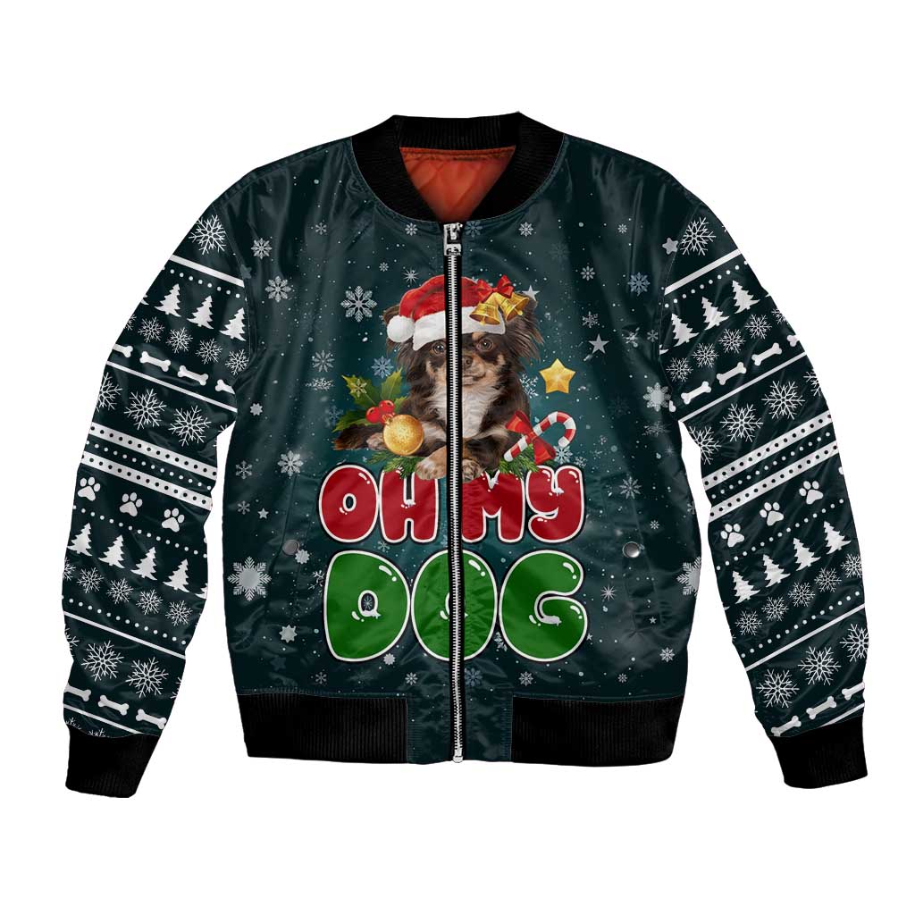 Chihuahua Oh My Dog Christmas Bomber Jacket Xmas Holiday Patterns - Wonder Print Shop