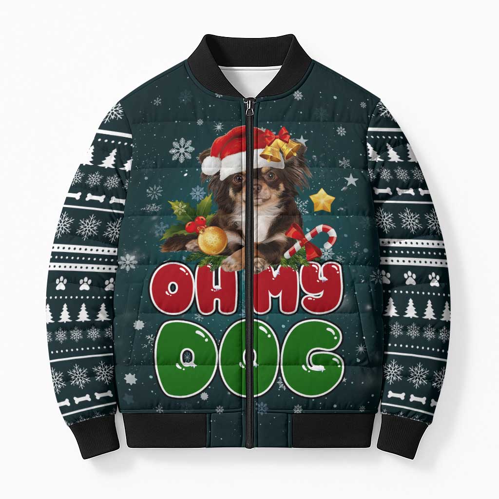 Chihuahua Oh My Dog Christmas Bomber Puffer Jacket Xmas Holiday Patterns - Wonder Print Shop