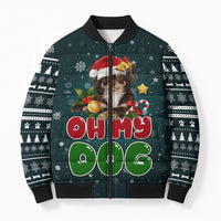 Chihuahua Oh My Dog Christmas Bomber Puffer Jacket Xmas Holiday Patterns - Wonder Print Shop