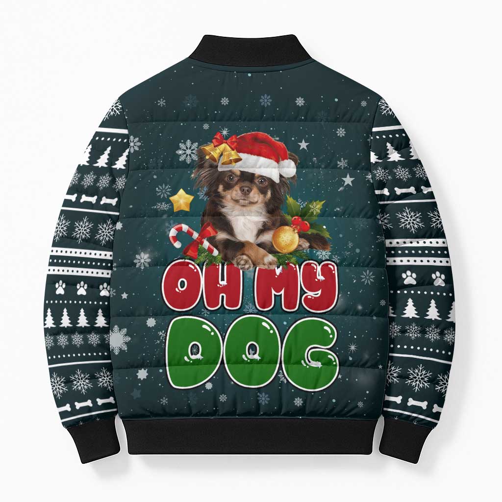 Chihuahua Oh My Dog Christmas Bomber Puffer Jacket Xmas Holiday Patterns - Wonder Print Shop