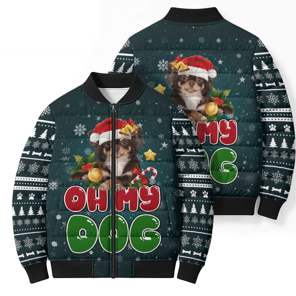 Chihuahua Oh My Dog Christmas Bomber Puffer Jacket Xmas Holiday Patterns - Wonder Print Shop