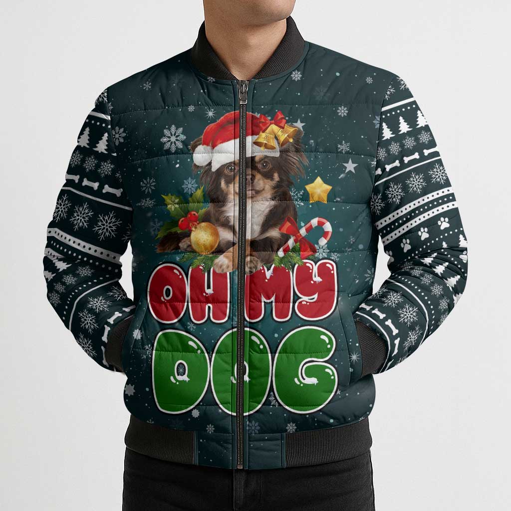 Chihuahua Oh My Dog Christmas Bomber Puffer Jacket Xmas Holiday Patterns - Wonder Print Shop