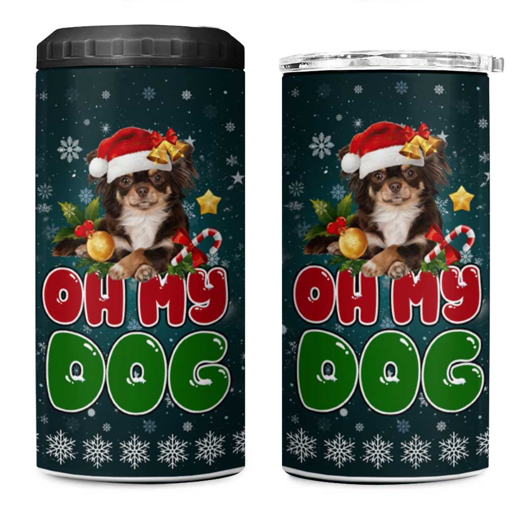 Chihuahua Oh My Dog Christmas 4 in 1 Can Cooler Tumbler Xmas Holiday Patterns - Wonder Print Shop