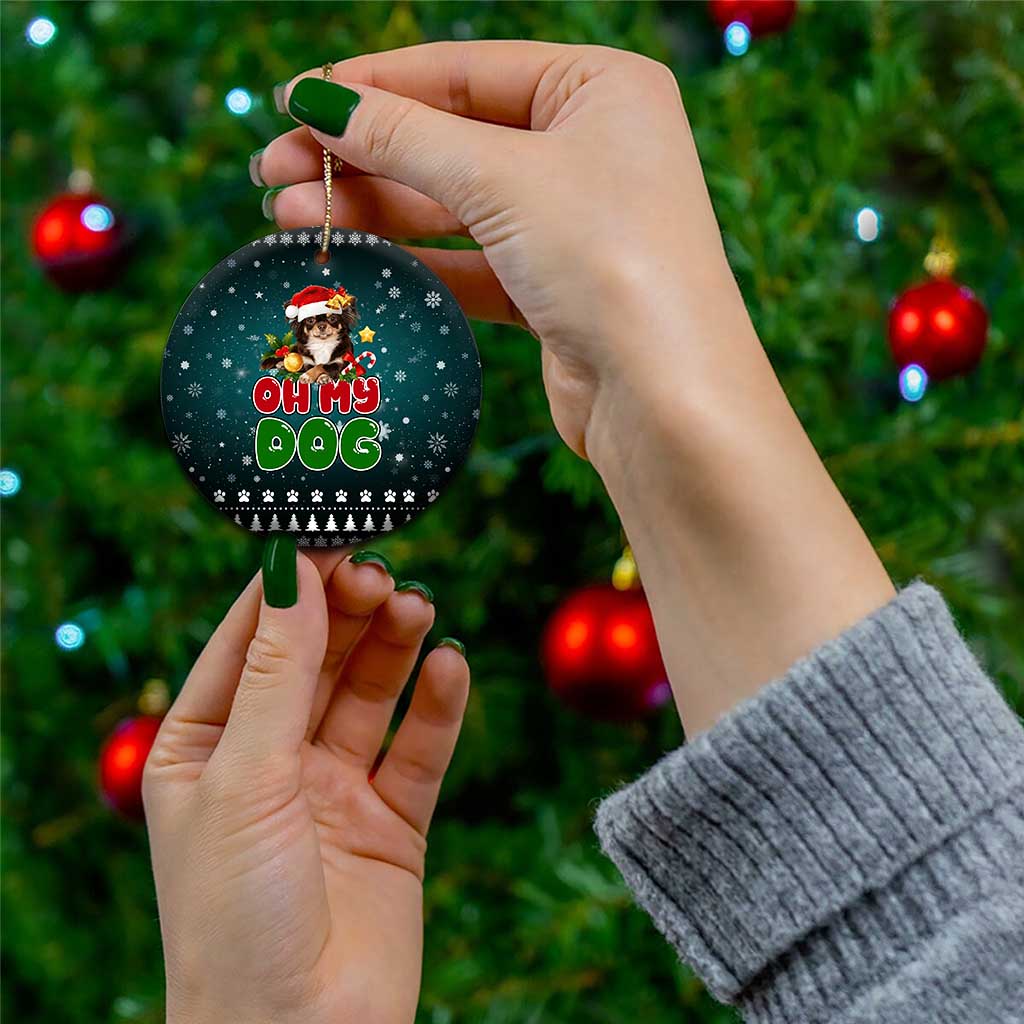 Chihuahua Oh My Dog Christmas Ceramic Ornament Xmas Holiday Patterns - Wonder Print Shop