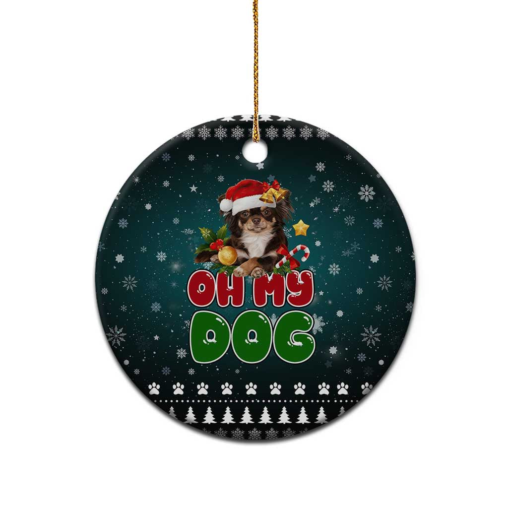 Chihuahua Oh My Dog Christmas Ceramic Ornament Xmas Holiday Patterns - Wonder Print Shop