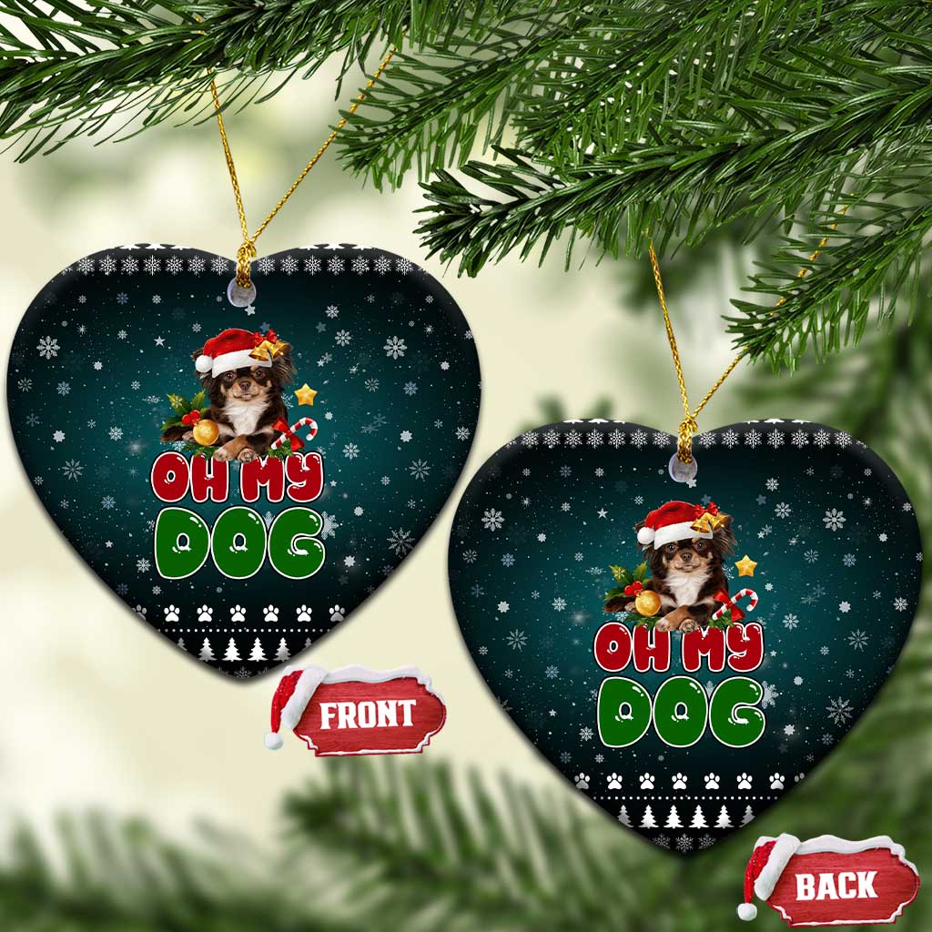 Chihuahua Oh My Dog Christmas Ceramic Ornament Xmas Holiday Patterns - Wonder Print Shop