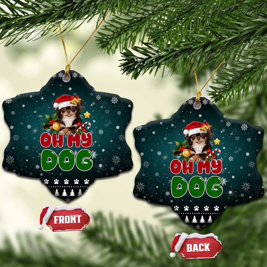 Chihuahua Oh My Dog Christmas Ceramic Ornament Xmas Holiday Patterns - Wonder Print Shop