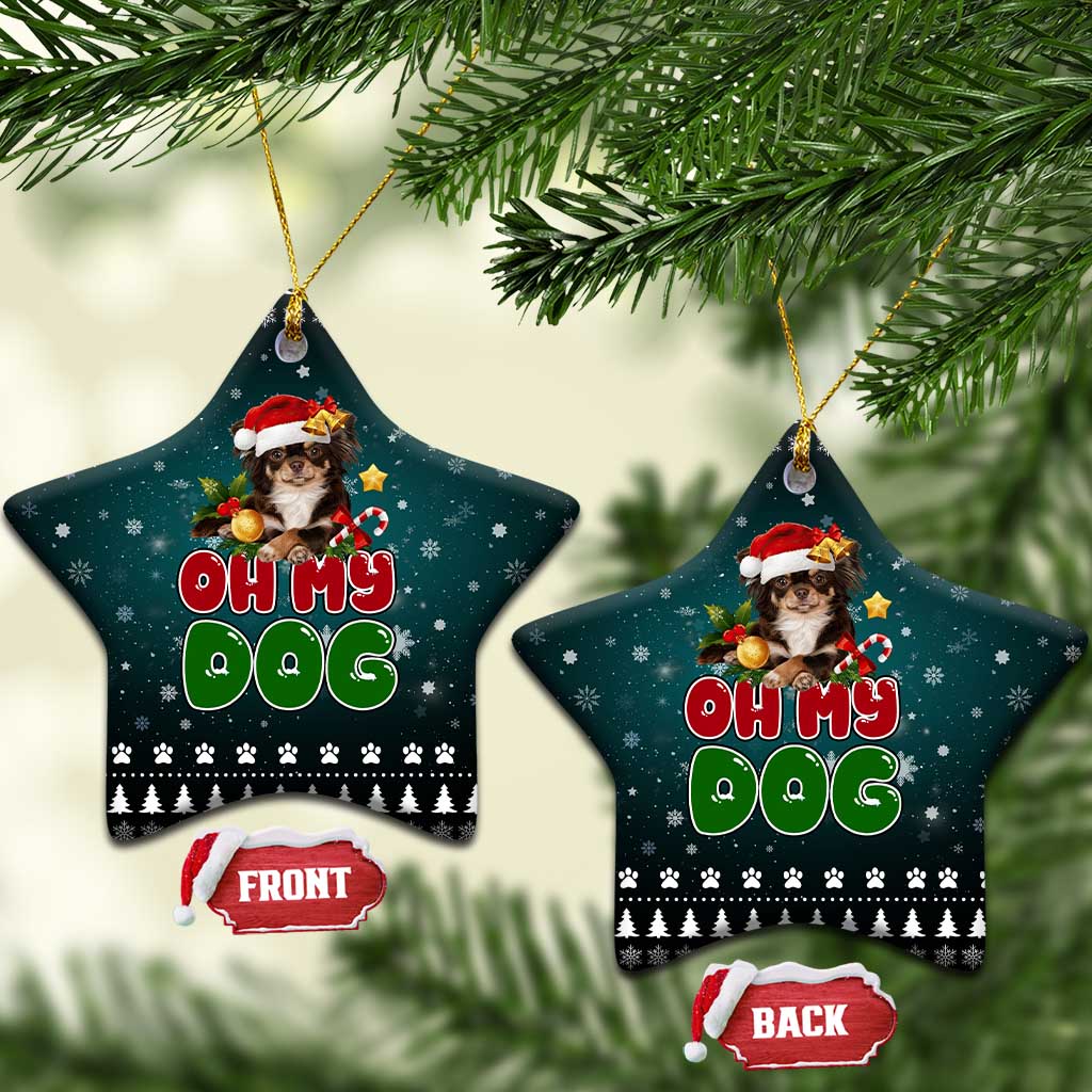 Chihuahua Oh My Dog Christmas Ceramic Ornament Xmas Holiday Patterns - Wonder Print Shop