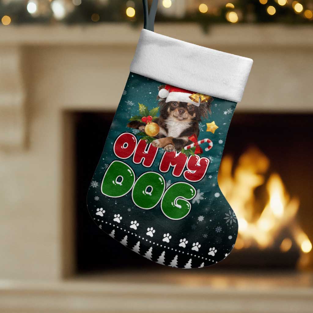 Chihuahua Oh My Dog Christmas Stocking Xmas Holiday Patterns - Wonder Print Shop
