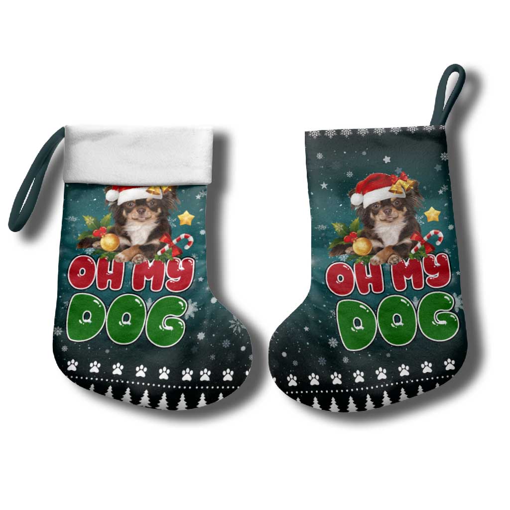 Chihuahua Oh My Dog Christmas Stocking Xmas Holiday Patterns - Wonder Print Shop