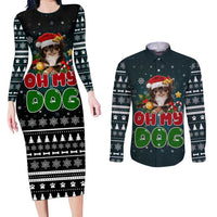 Chihuahua Oh My Dog Christmas Couples Matching Long Sleeve Bodycon Dress and Long Sleeve Button Shirt Xmas Holiday Patterns - Wonder Print Shop