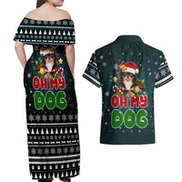 Chihuahua Oh My Dog Christmas Couples Matching Off Shoulder Maxi Dress and Hawaiian Shirt Xmas Holiday Patterns - Wonder Print Shop