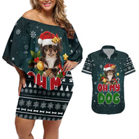 Chihuahua Oh My Dog Christmas Couples Matching Off Shoulder Short Dress and Hawaiian Shirt Xmas Holiday Patterns - Wonder Print Shop