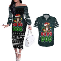 Chihuahua Oh My Dog Christmas Couples Matching Off The Shoulder Long Sleeve Dress and Hawaiian Shirt Xmas Holiday Patterns - Wonder Print Shop