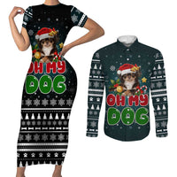 Chihuahua Oh My Dog Christmas Couples Matching Short Sleeve Bodycon Dress and Long Sleeve Button Shirt Xmas Holiday Patterns - Wonder Print Shop