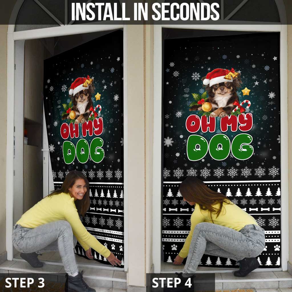 Chihuahua Oh My Dog Christmas Door Cover Xmas Holiday Patterns - Wonder Print Shop