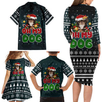 Chihuahua Oh My Dog Christmas Family Matching Long Sleeve Bodycon Dress and Hawaiian Shirt Xmas Holiday Patterns - Wonder Print Shop