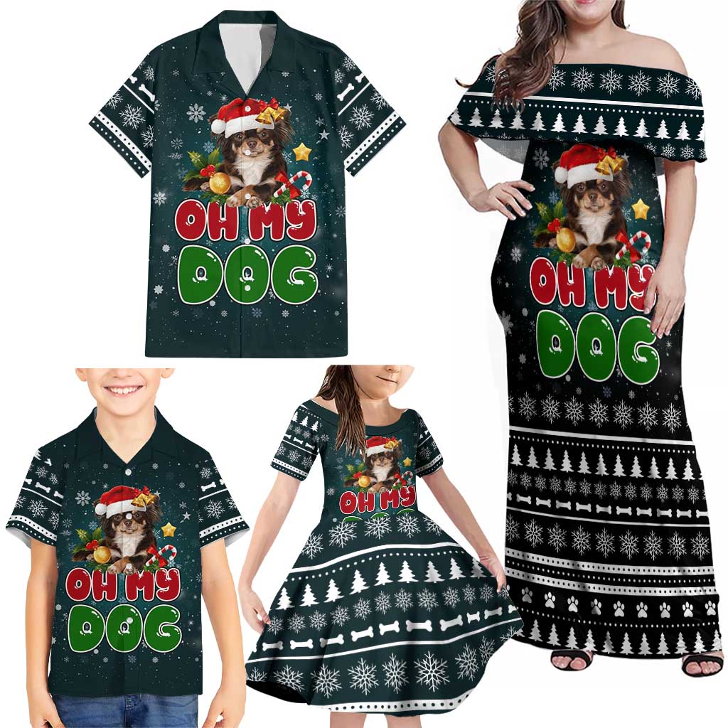Chihuahua Oh My Dog Christmas Family Matching Off Shoulder Maxi Dress and Hawaiian Shirt Xmas Holiday Patterns - Wonder Print Shop